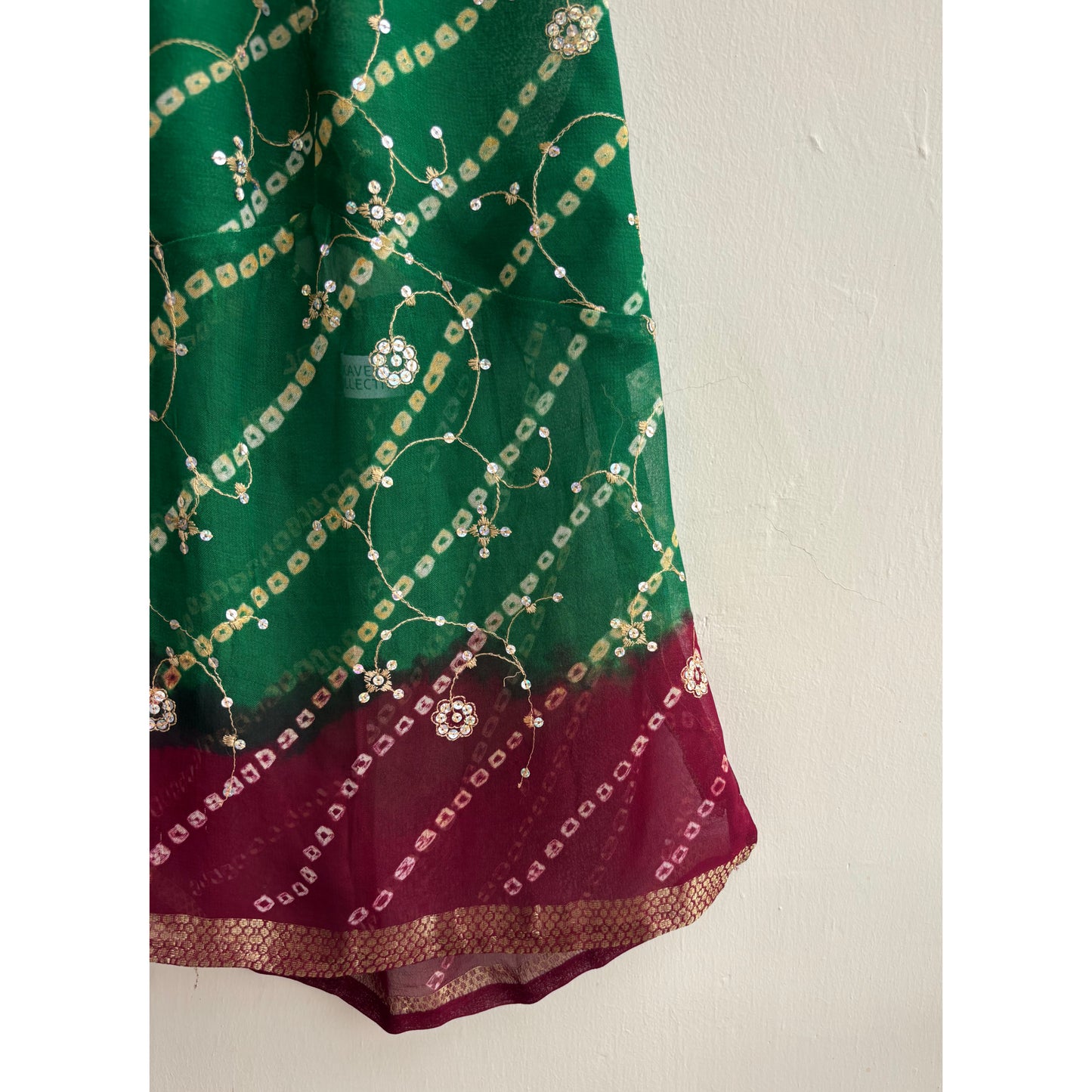 Green maroon celestial halter neck top