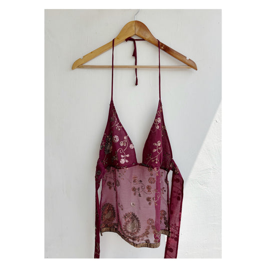 Wine sequins top