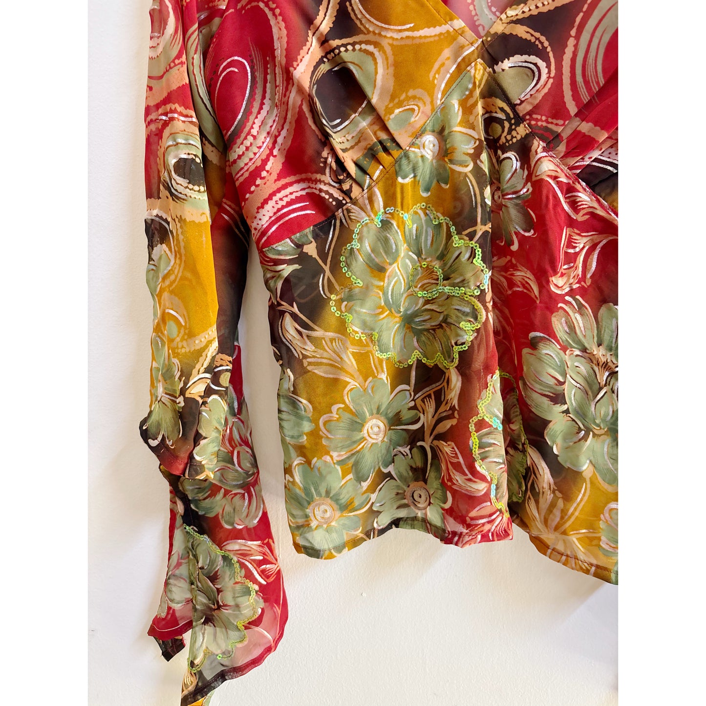 Artsy floral sequins top