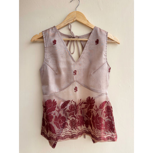 Brown with velvet floral top