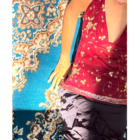 Timeless red gold top