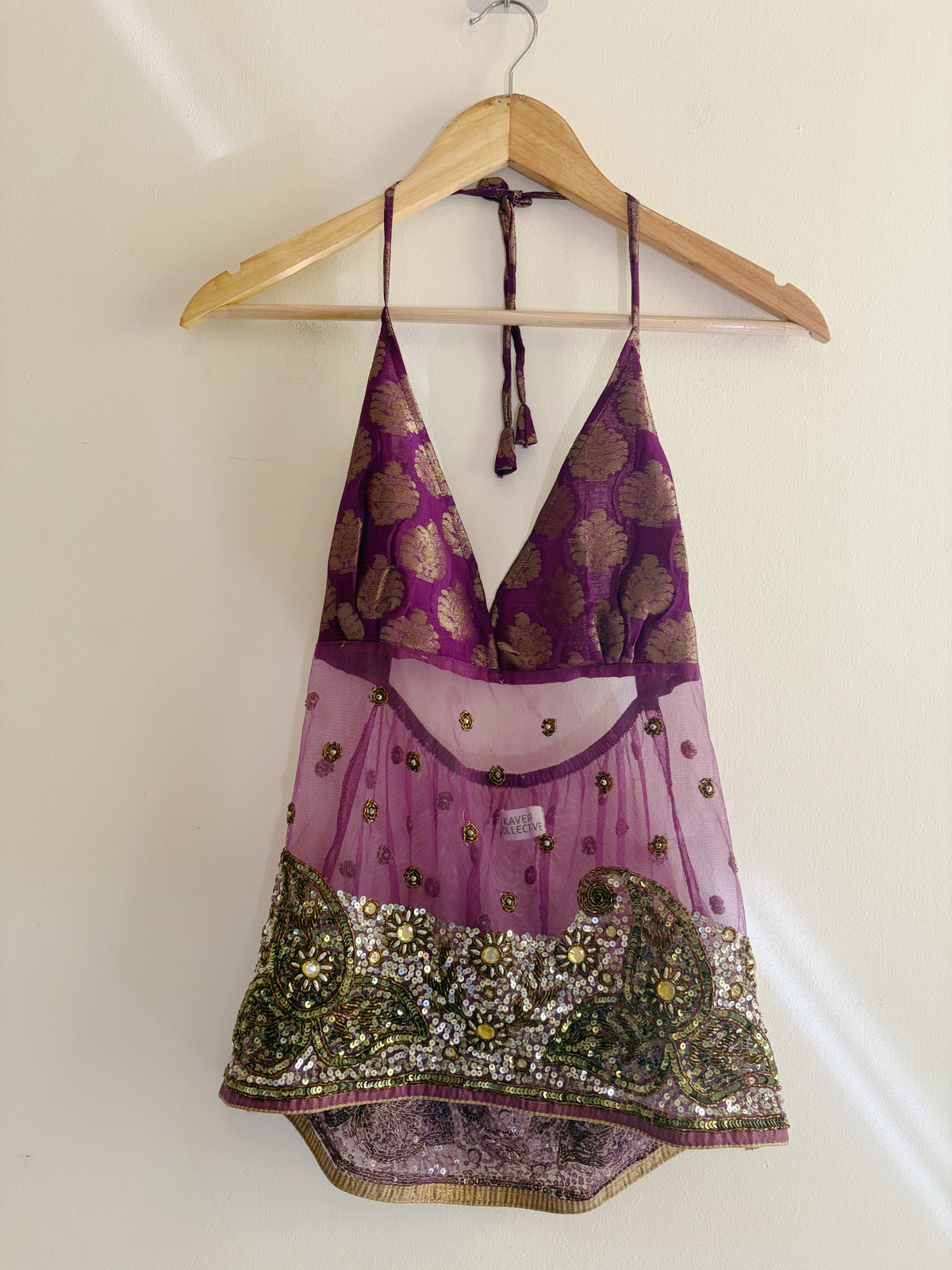 Handwork purple beauty halter neck top!