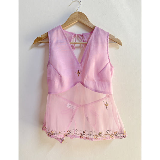 Pink embroidered top