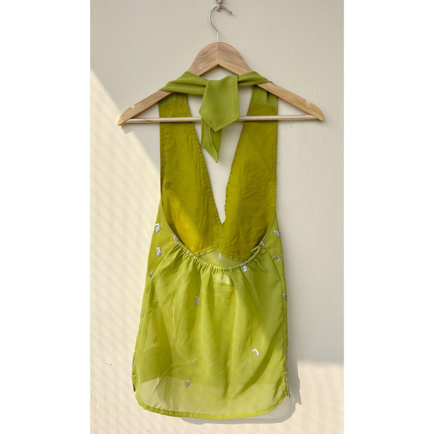 Green paisley sequins top