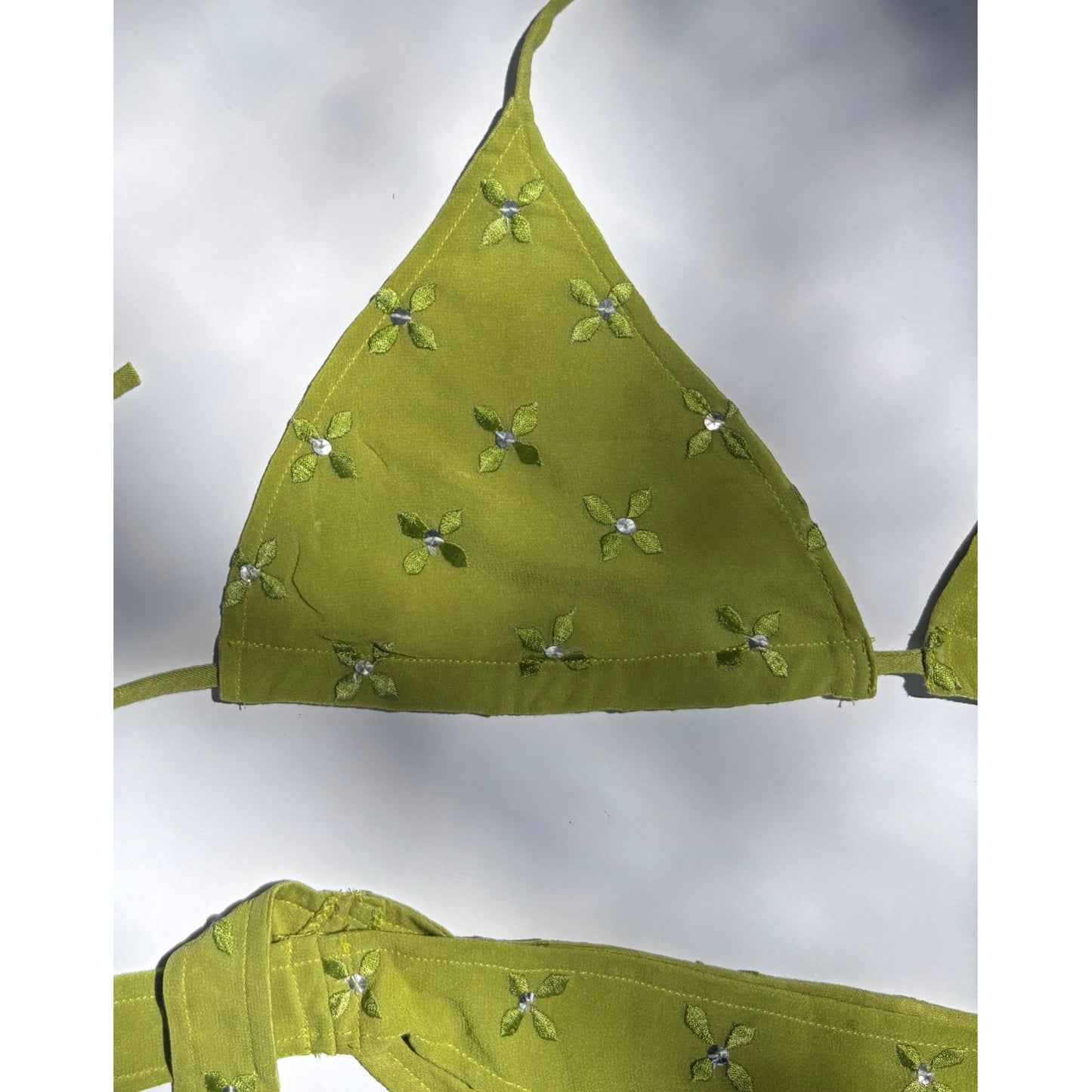 Olive embroidered bikini