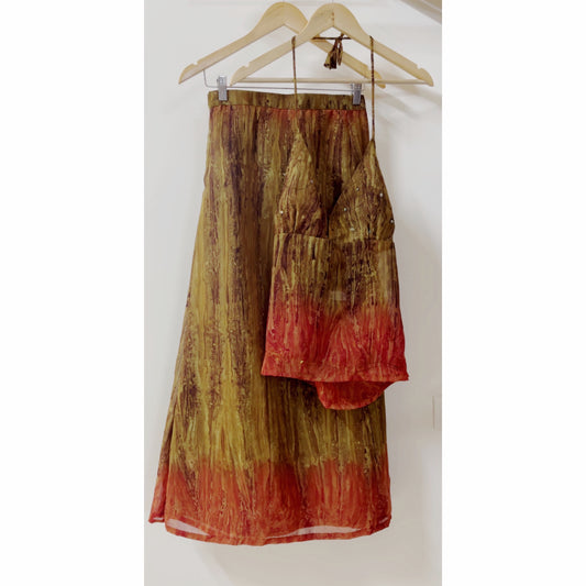 olive and burnt orange-red tones set