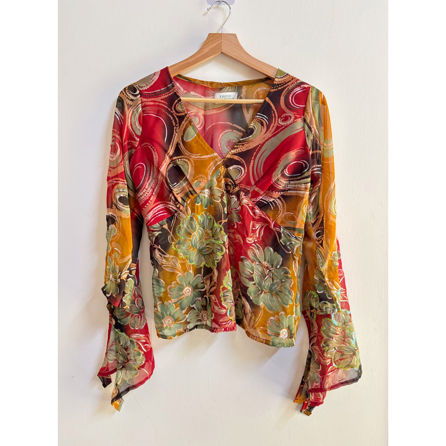 Artsy floral sequins top