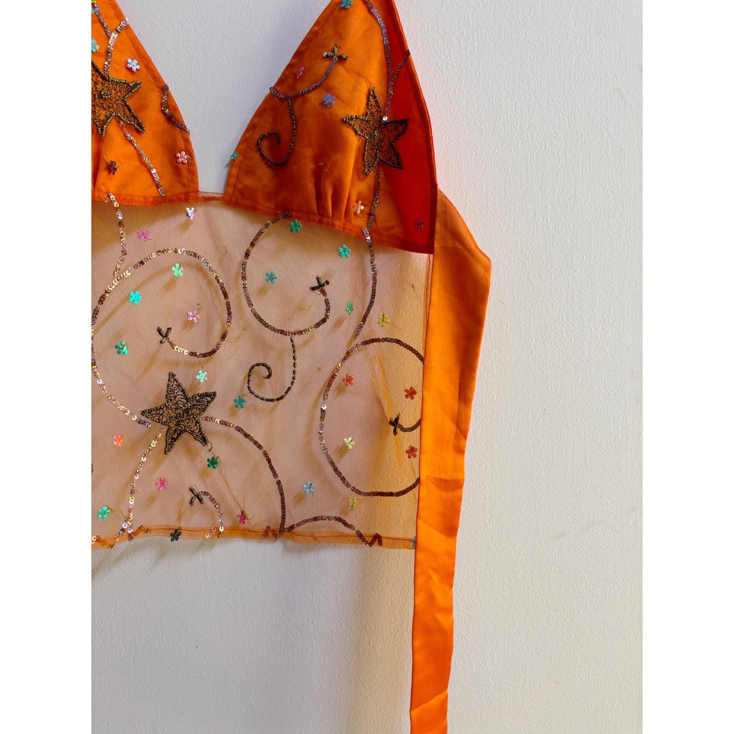 Celestial dreams orange embroidered top