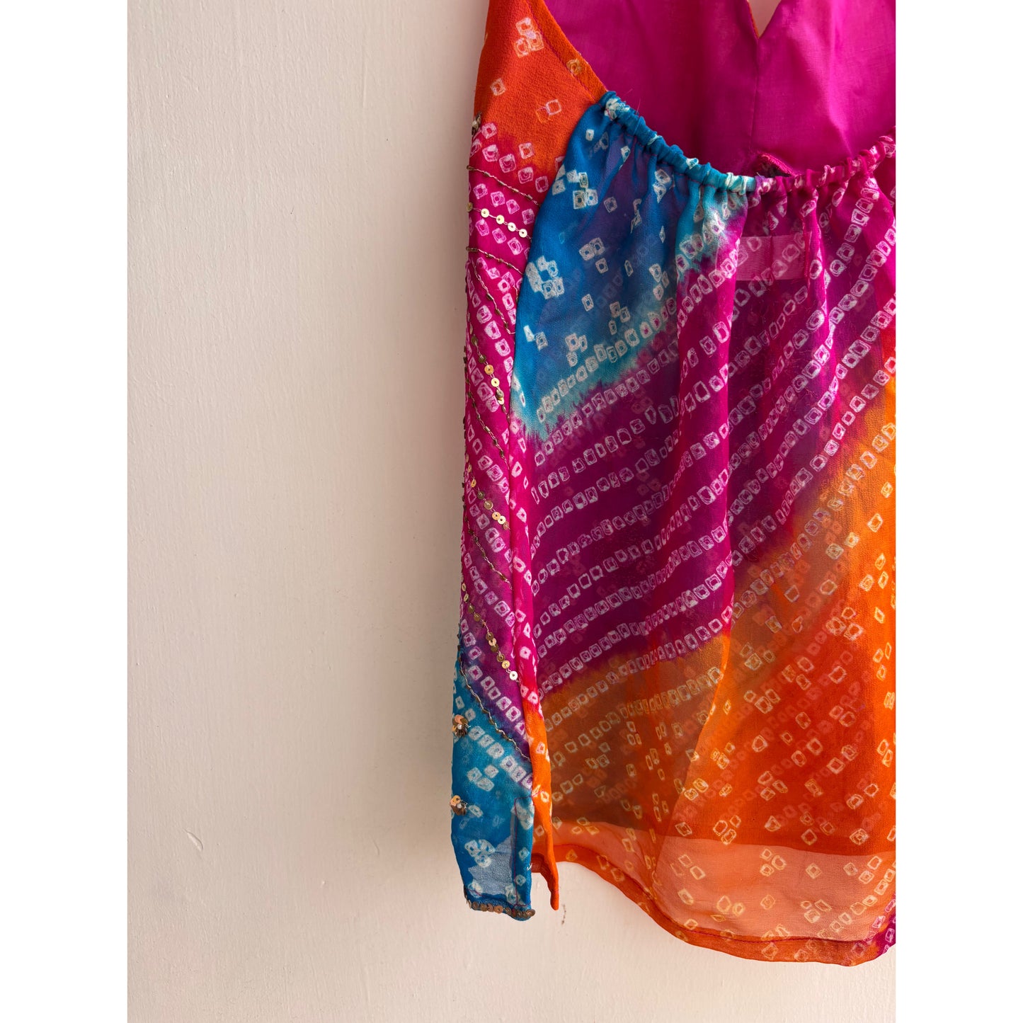 Bandhani handwork halter neck top