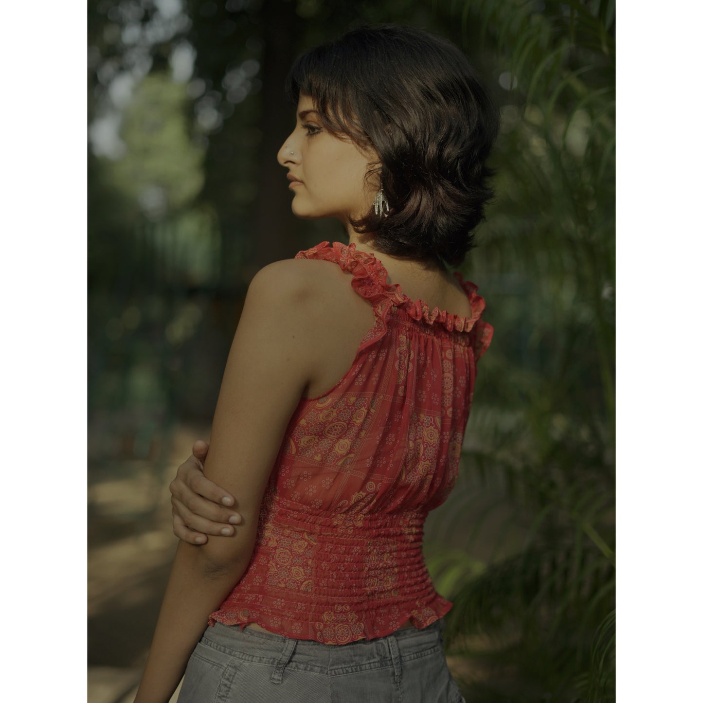 Terracotta Red Smocked Top