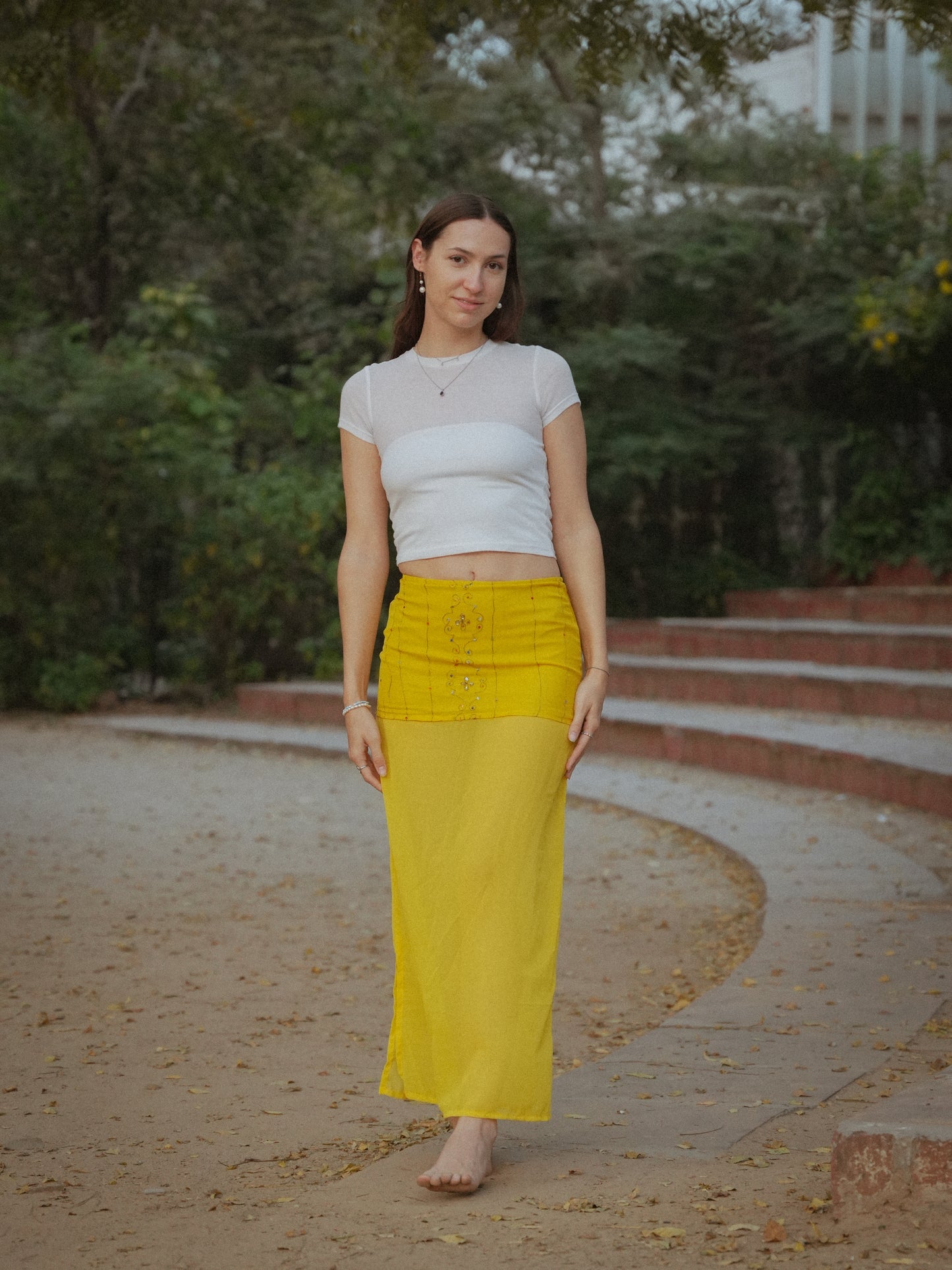 Yellow vintage motif skirt