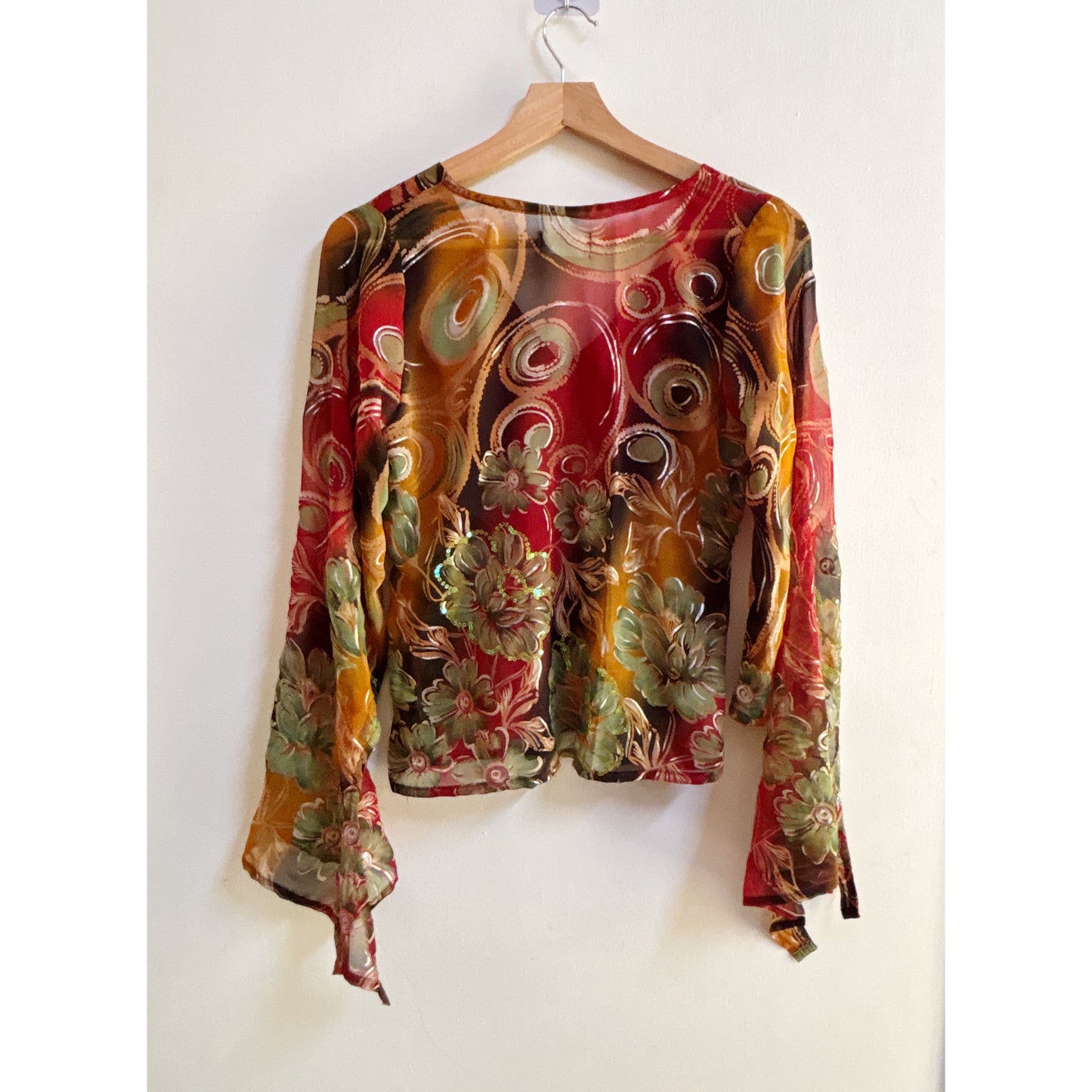 Artsy floral sequins top
