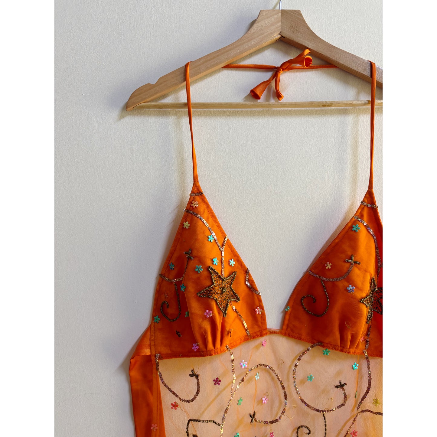 Celestial dreams orange embroidered top