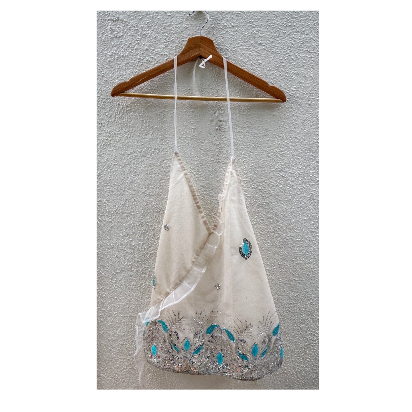 White vintage sequins top