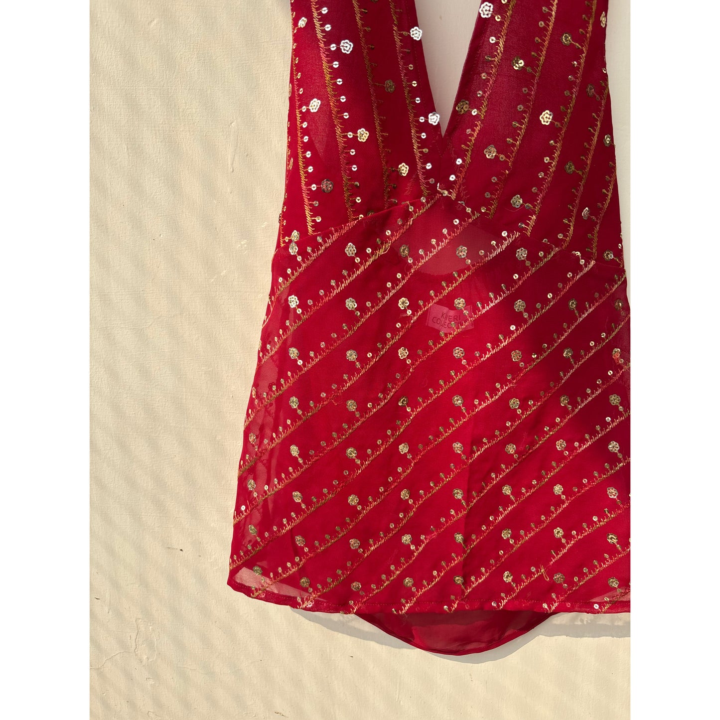 Red celestial halter neck top