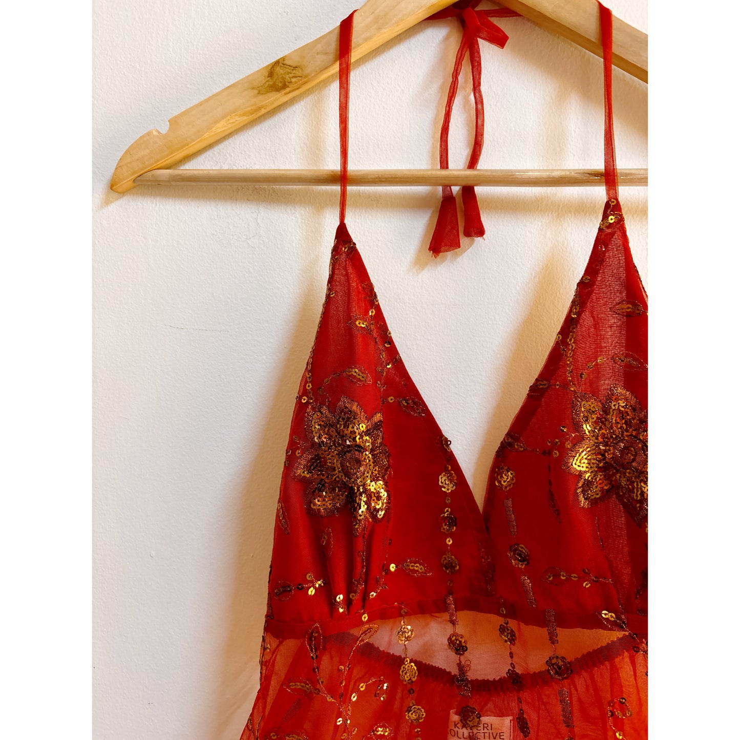 Red celestial halter neck top
