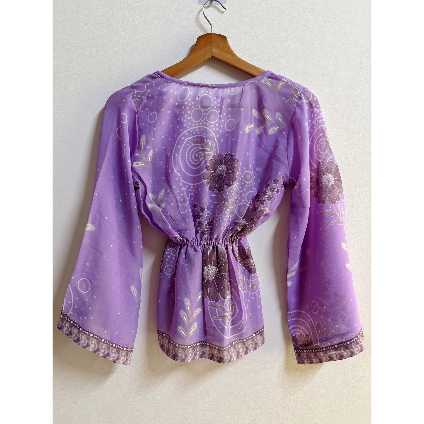 Lavender Retro Floral Peasant Top