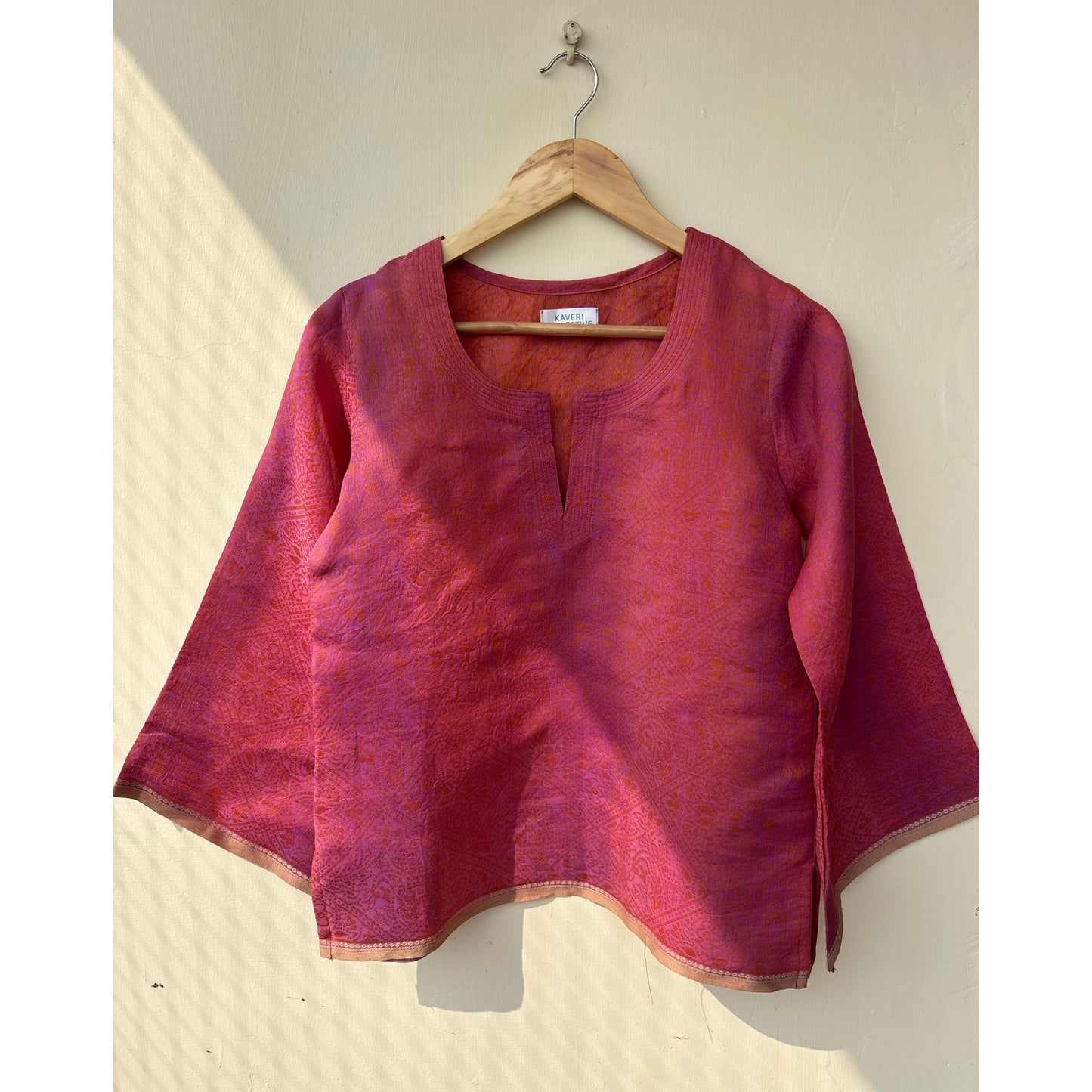 Pink hues with purple self design kurta