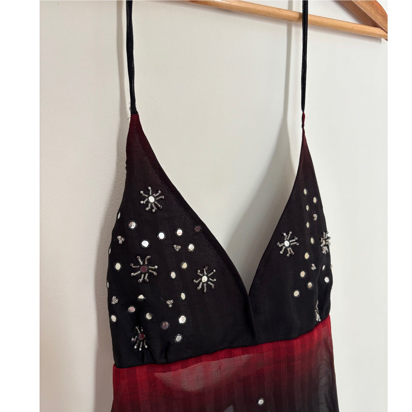 Black & Red Ombre Mirror Work Set