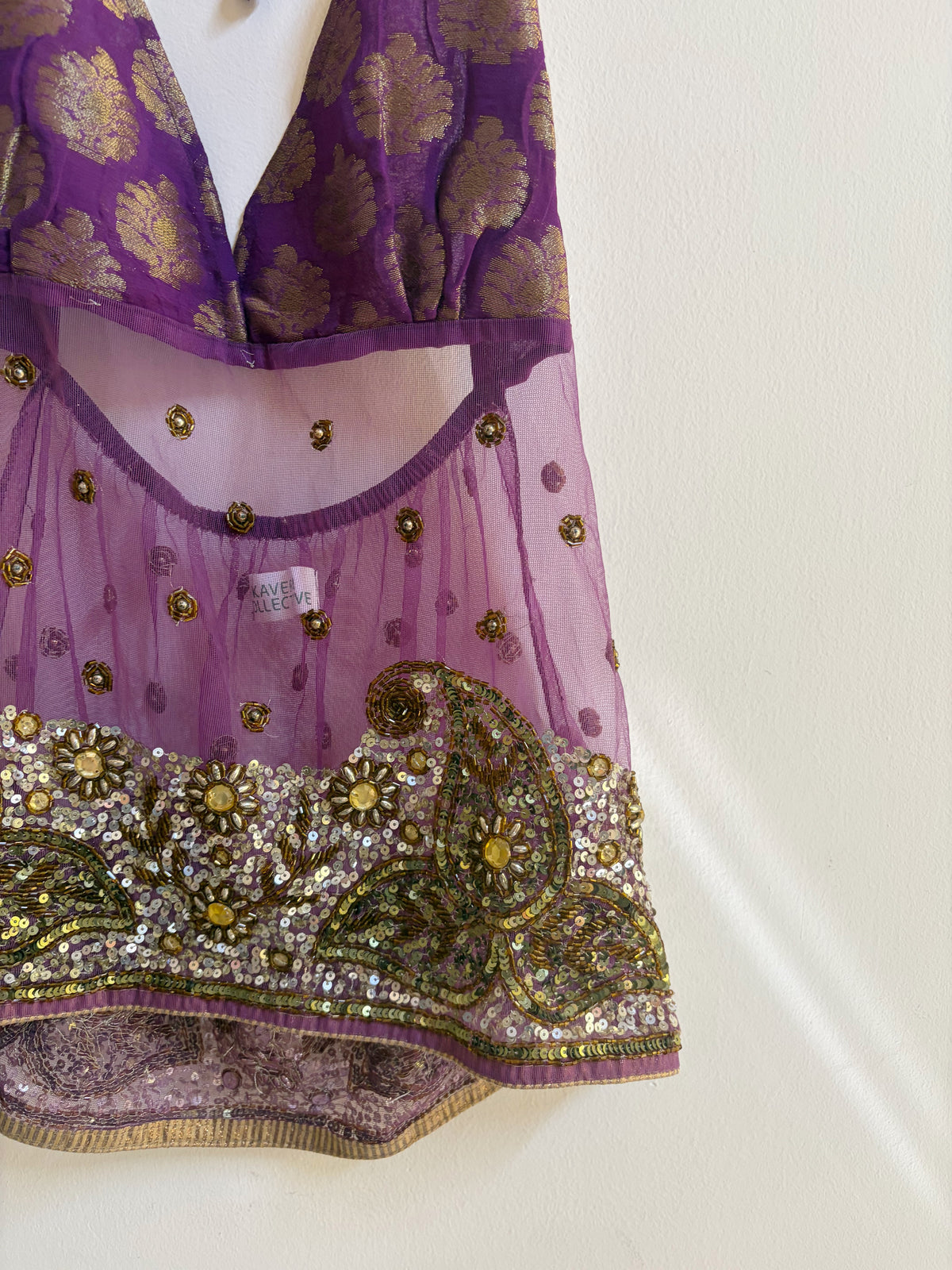 Handwork purple beauty halter neck top!