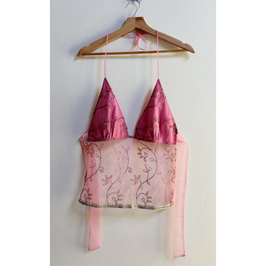 Rosé bloom embroidered top