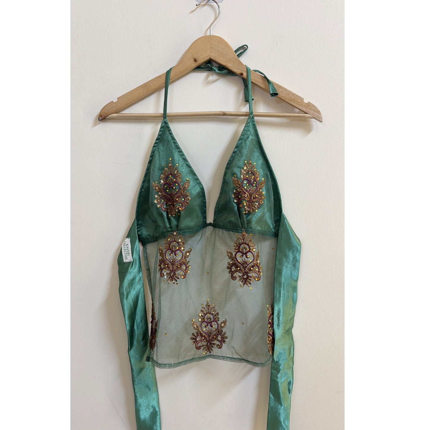 Emerald vintage motif top