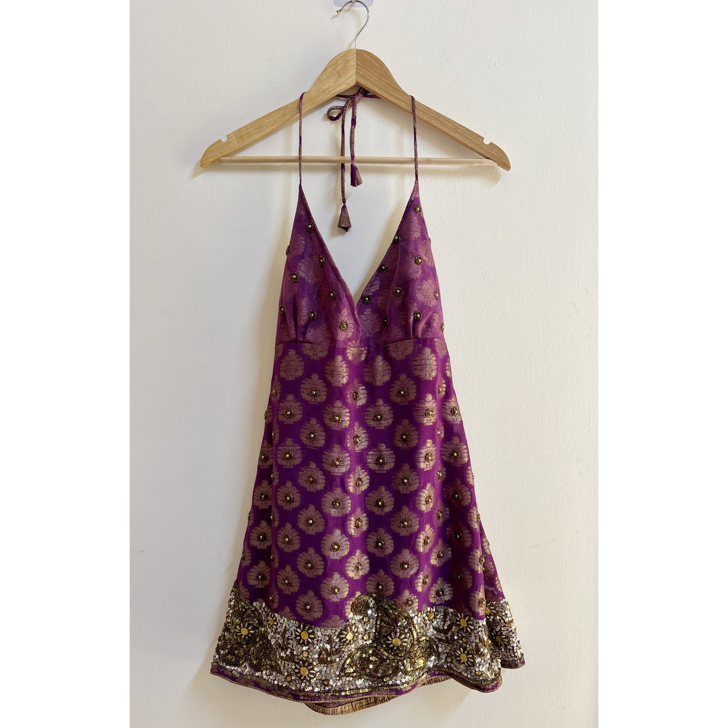 Purple butta with handwork border dress