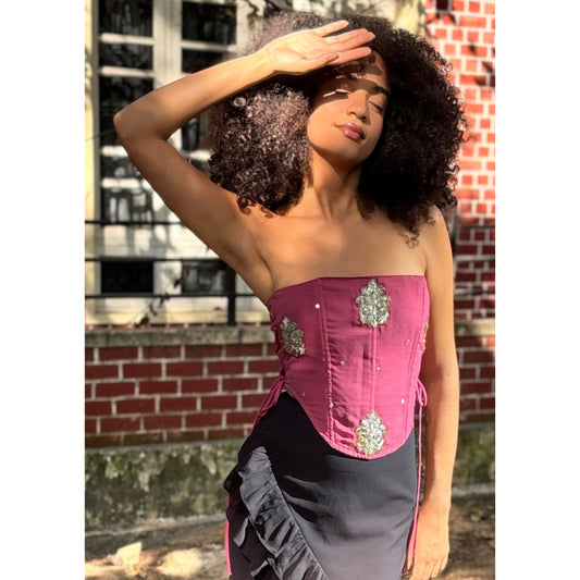 Pink vintage motif corset