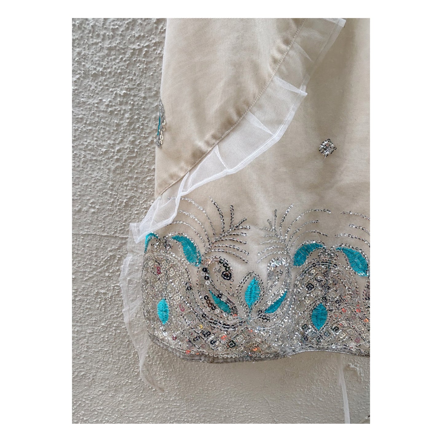 White vintage sequins top