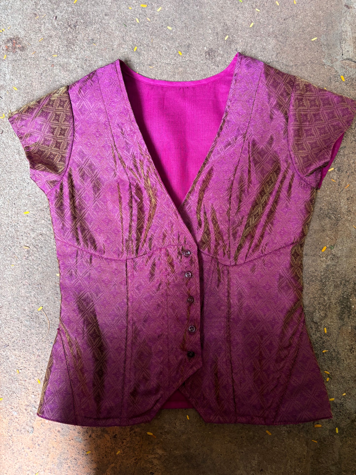 Apsara purple silk corset