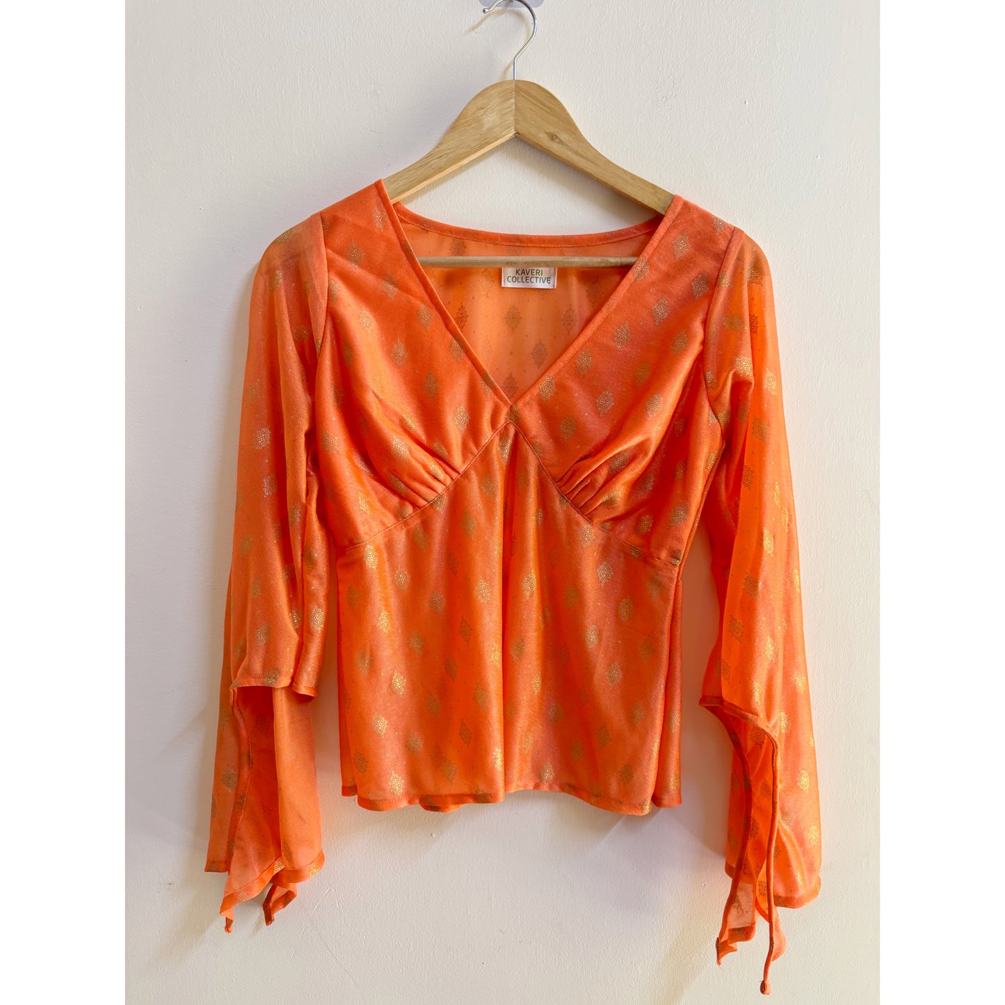 Orange golden weave top