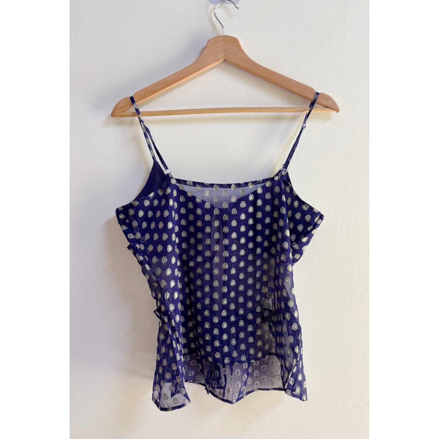 Navy & silver dot top