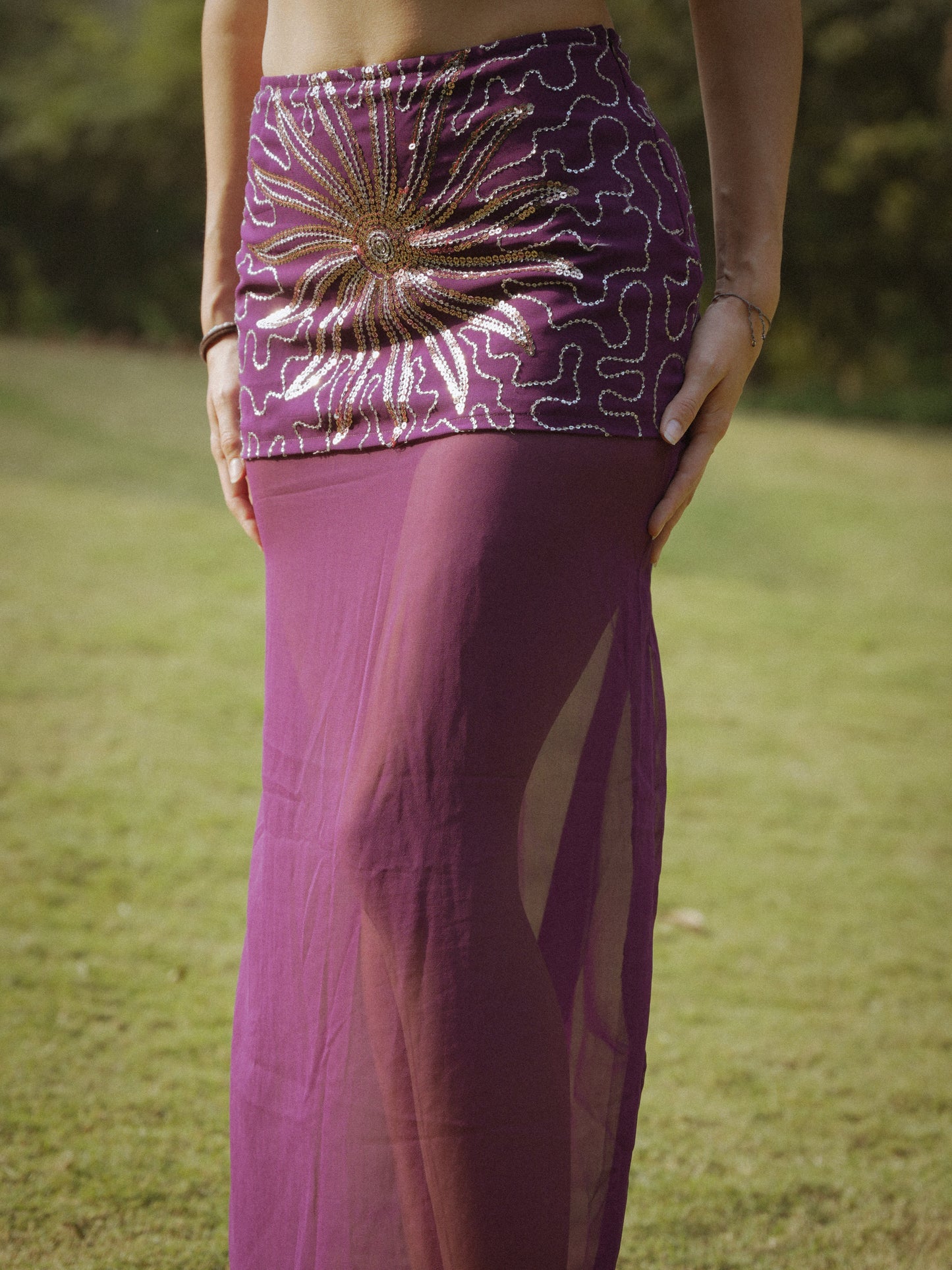 Purple starry sequins skirt