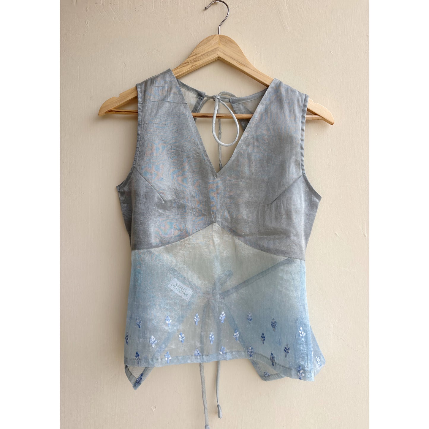 Grey embroidered motif top