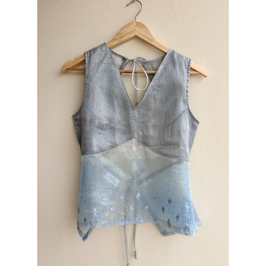 Grey embroidered motif top