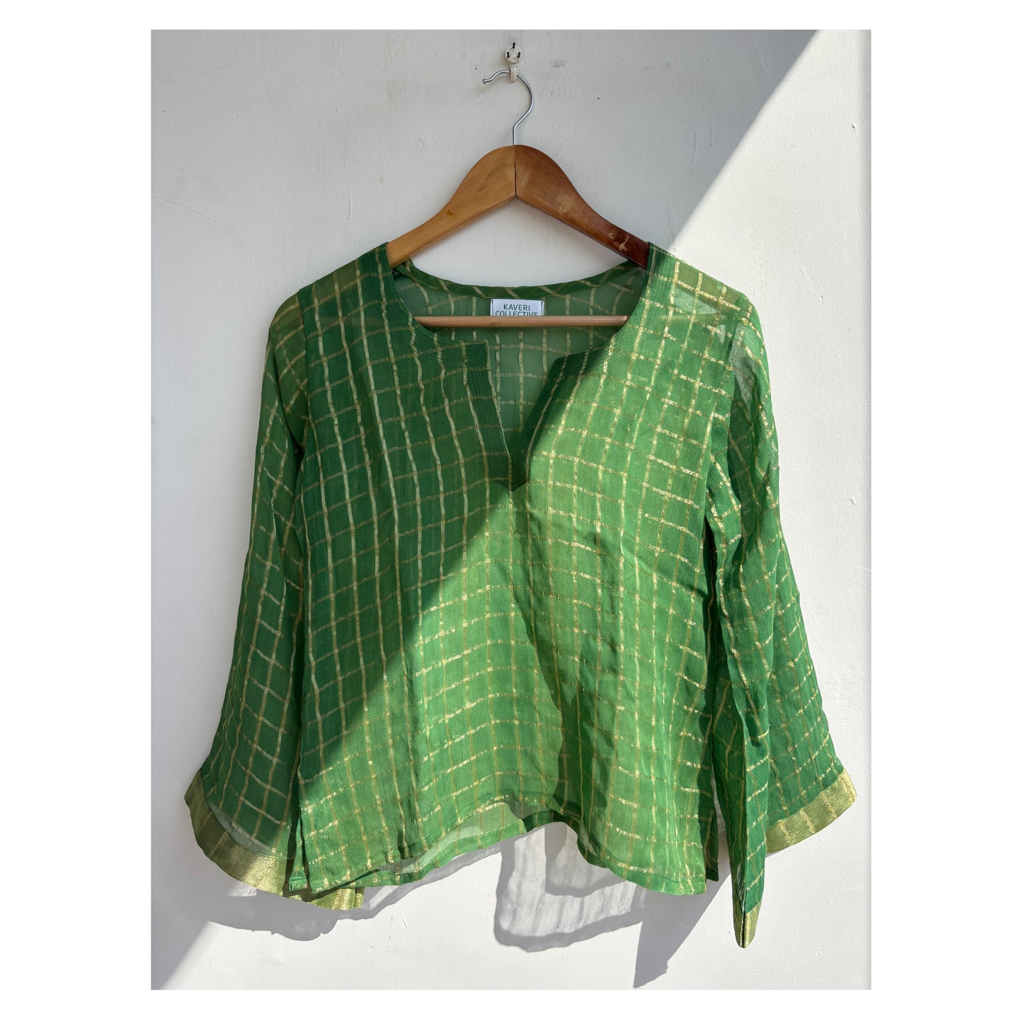 Green checkered kurta