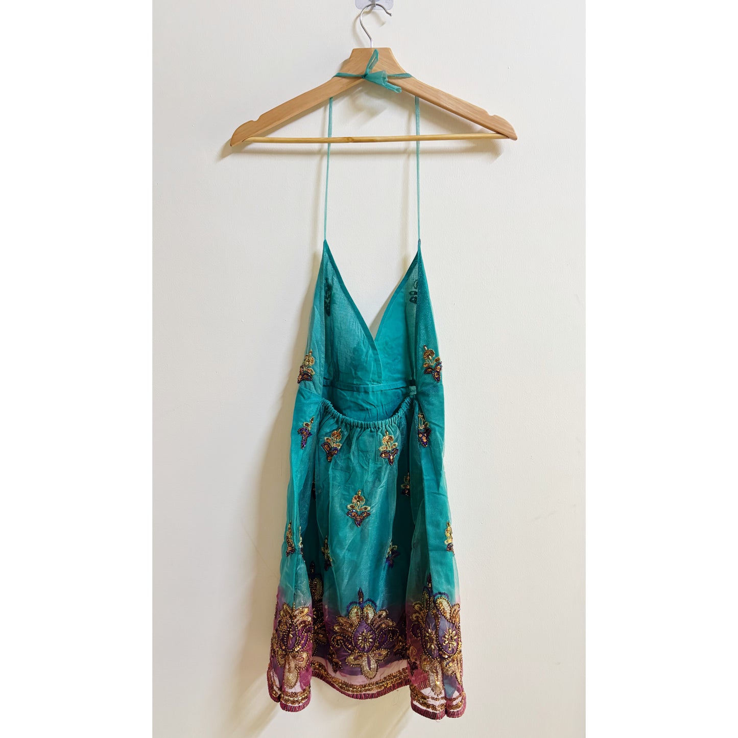 Emerald purple handwork dress