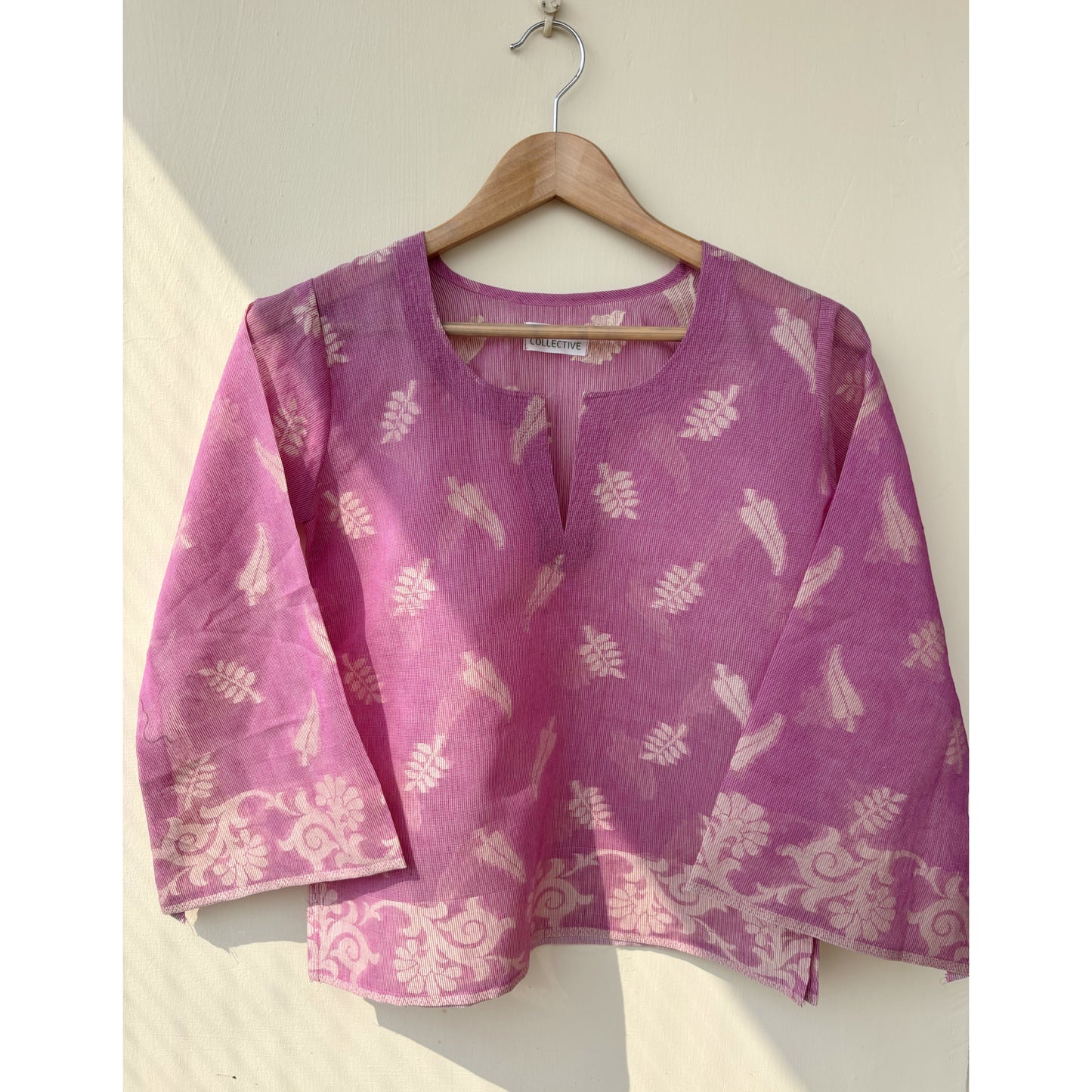 Pink baroque border kurta