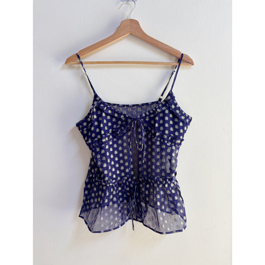 Navy & silver dot top
