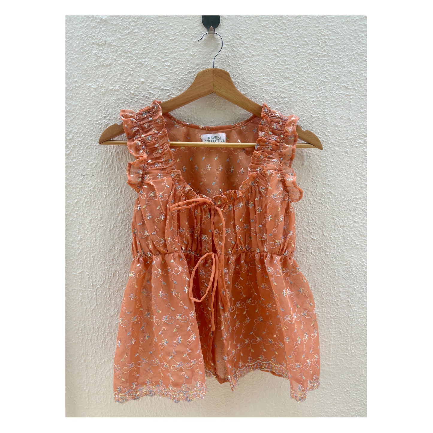 Peach embroidered top