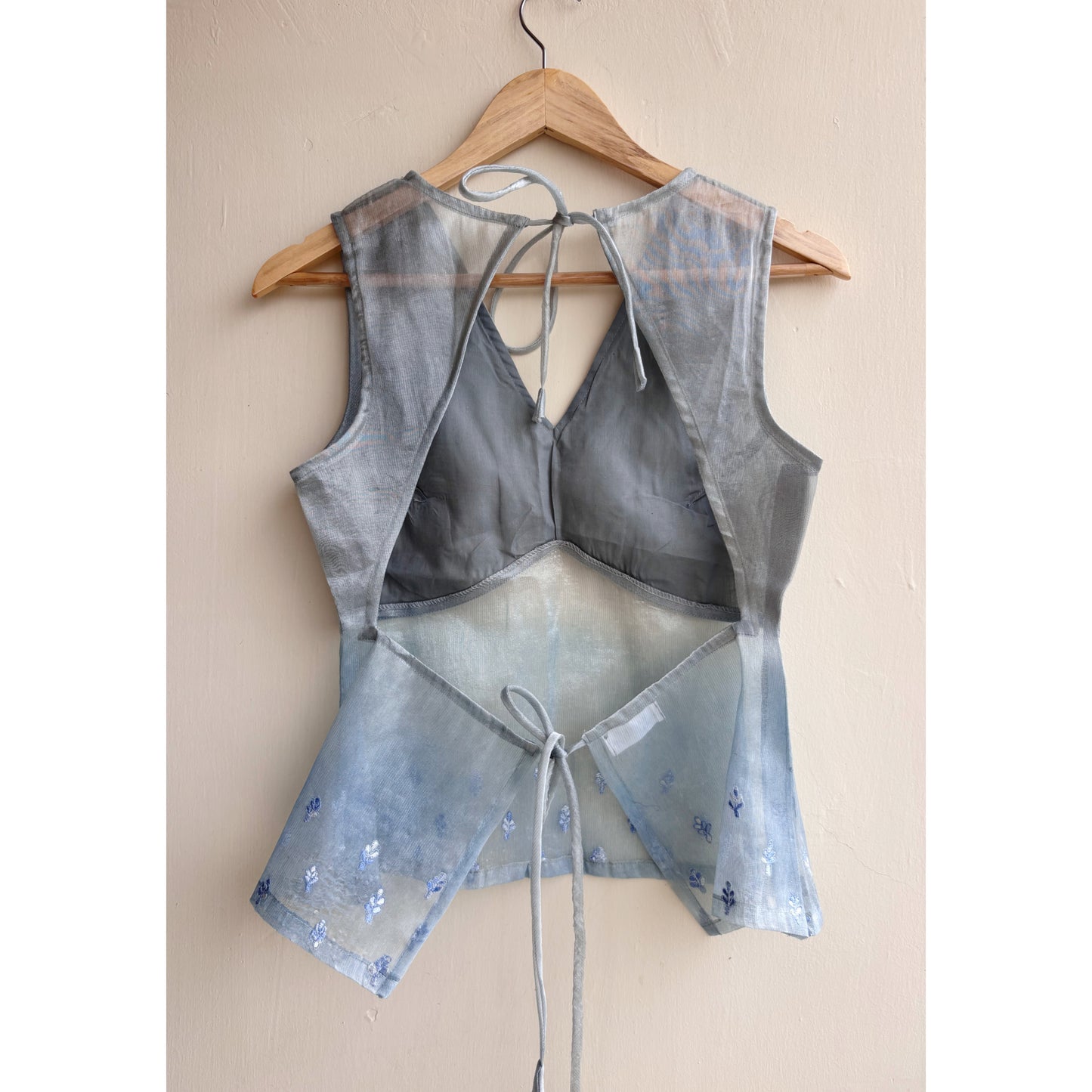 Grey embroidered motif top