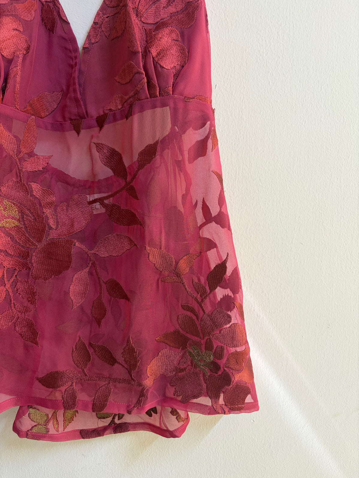 Deep pink with self embroidery halter neck top