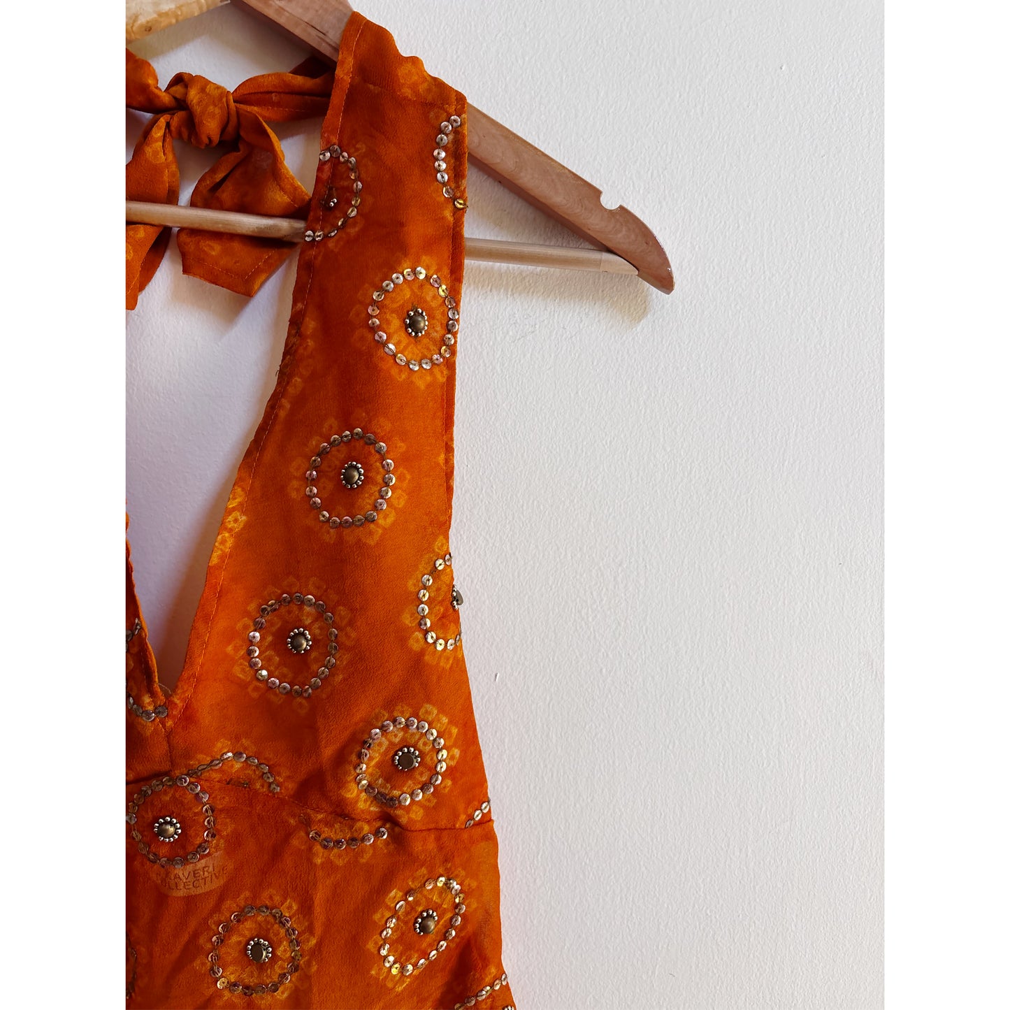 Bandhani sun hues sequins halter neck