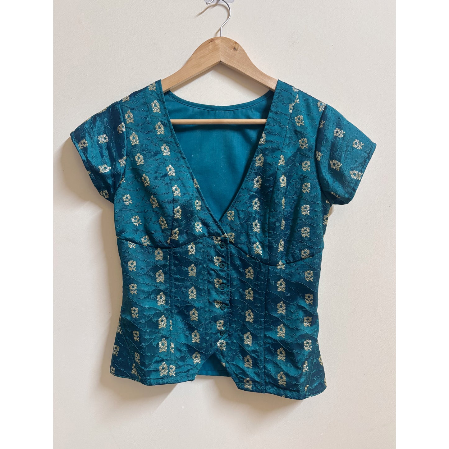 Blue silver weave apsara corset