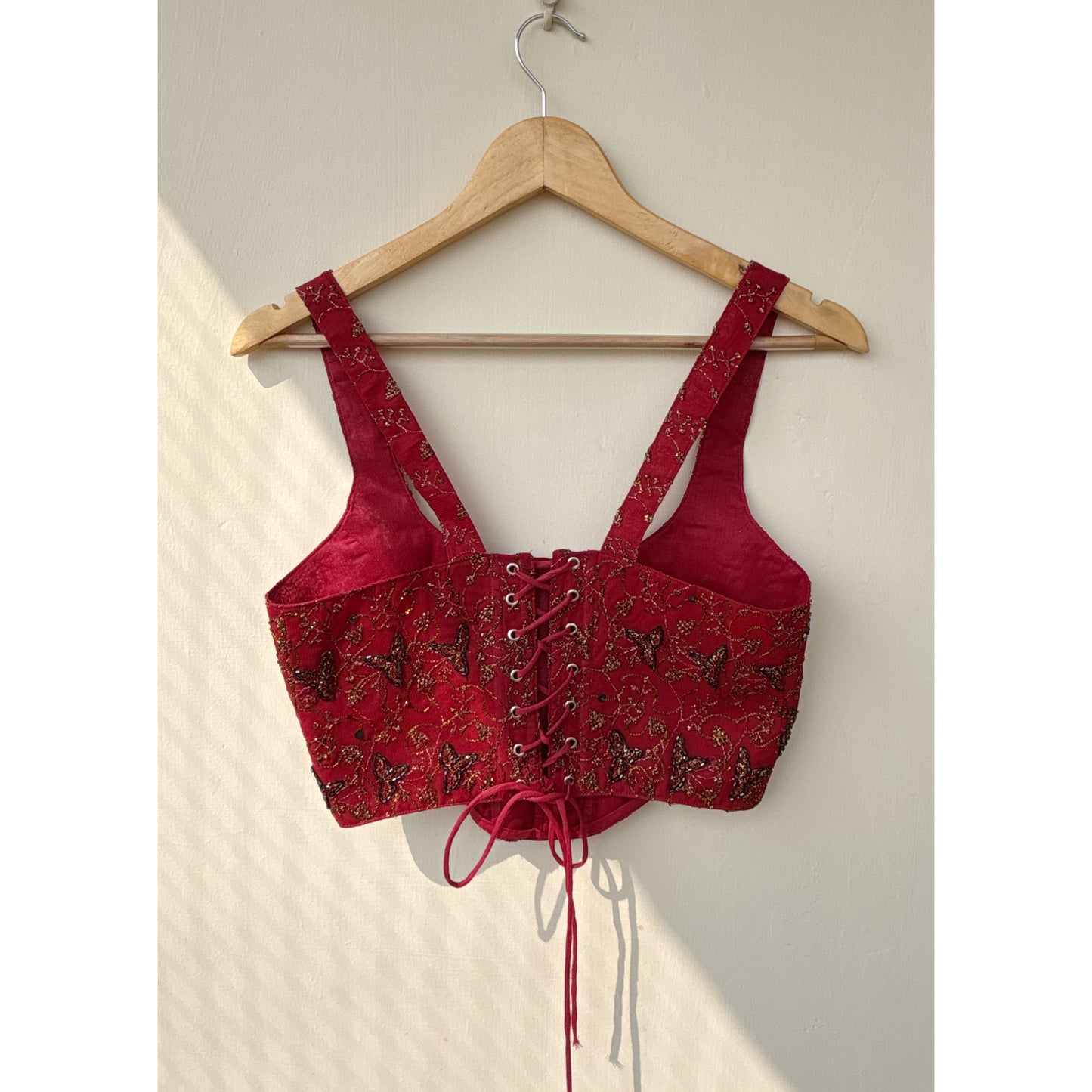 Red lacy handwork corset