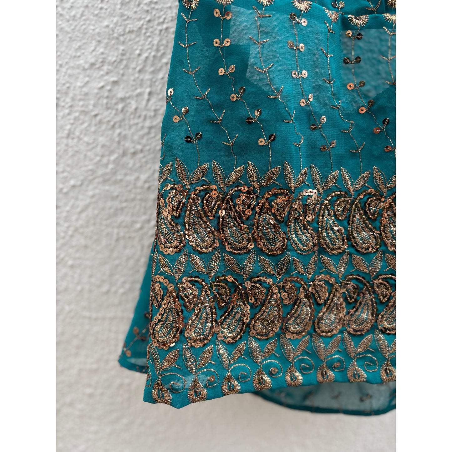 Teal paisley top
