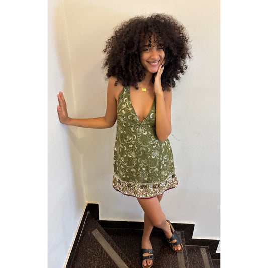 Green sequin paisley dress