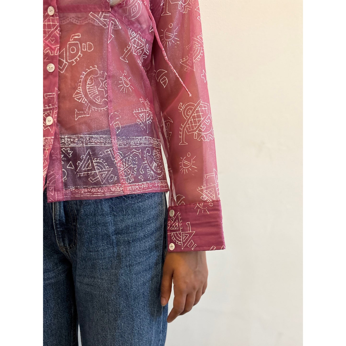 Tribal motif pink shirt