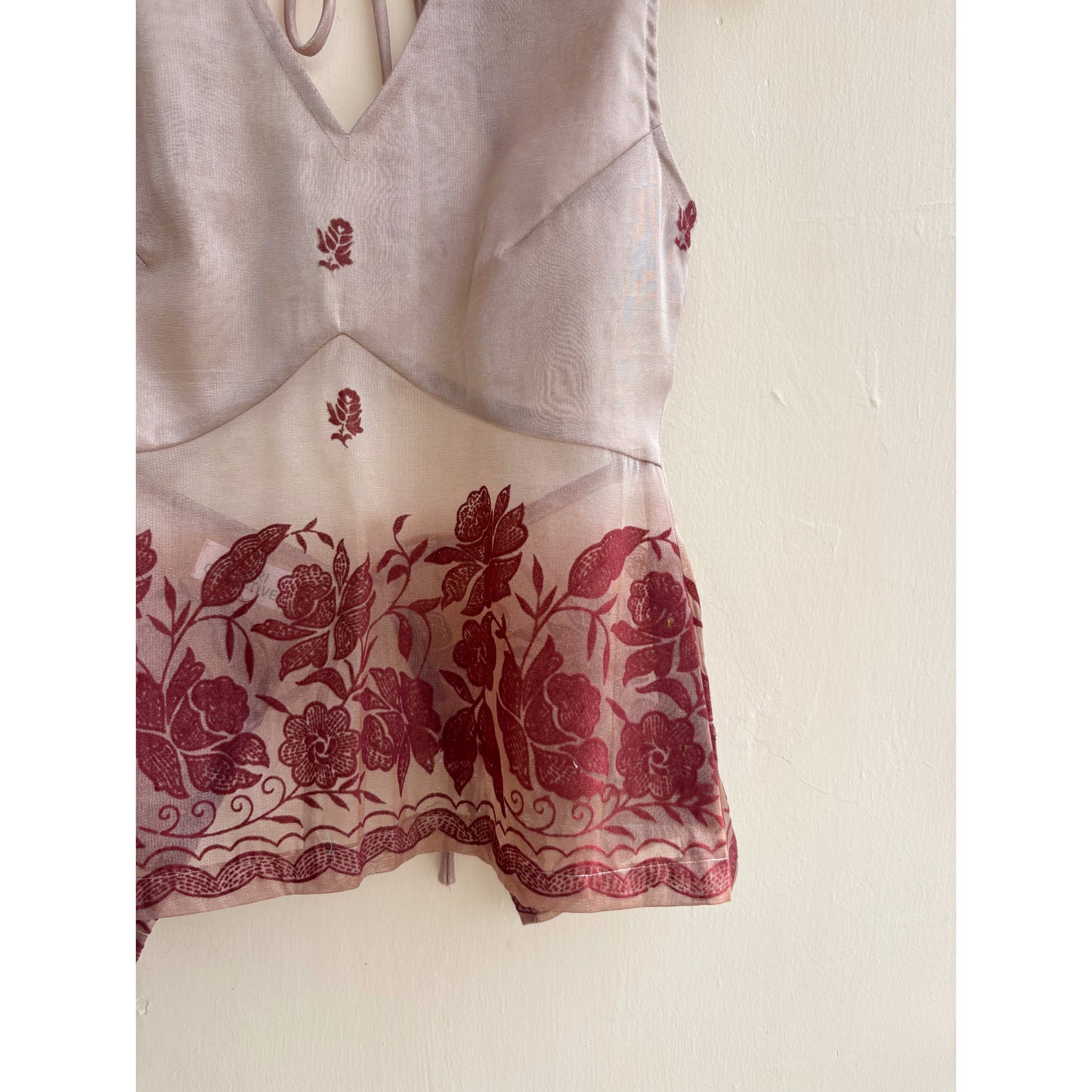 Brown with velvet floral top