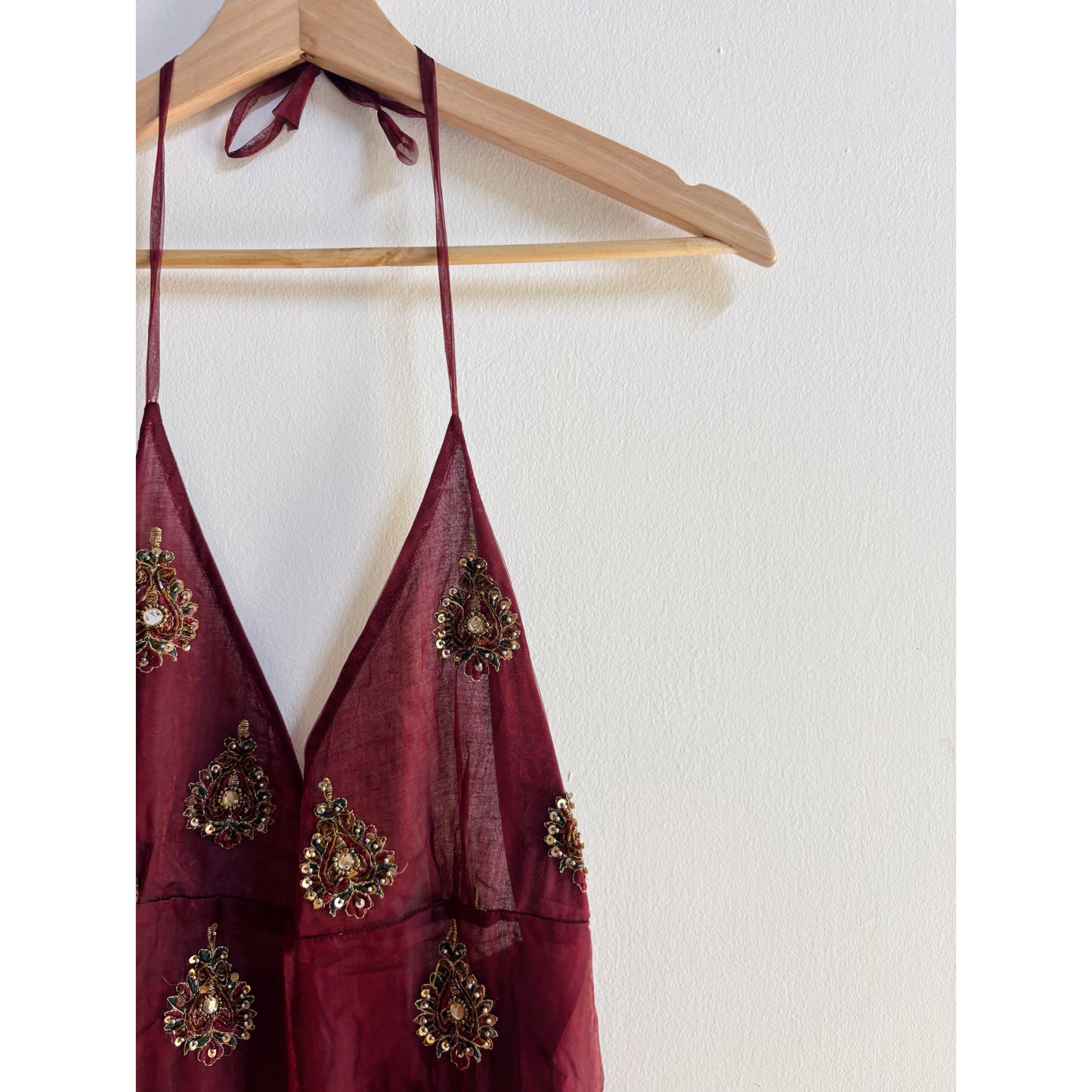 Maharani intricate gold and green threadwork bead dress
